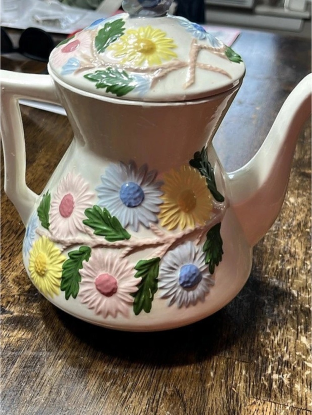 Floral Teapot and Creamer Set in Pink & White
